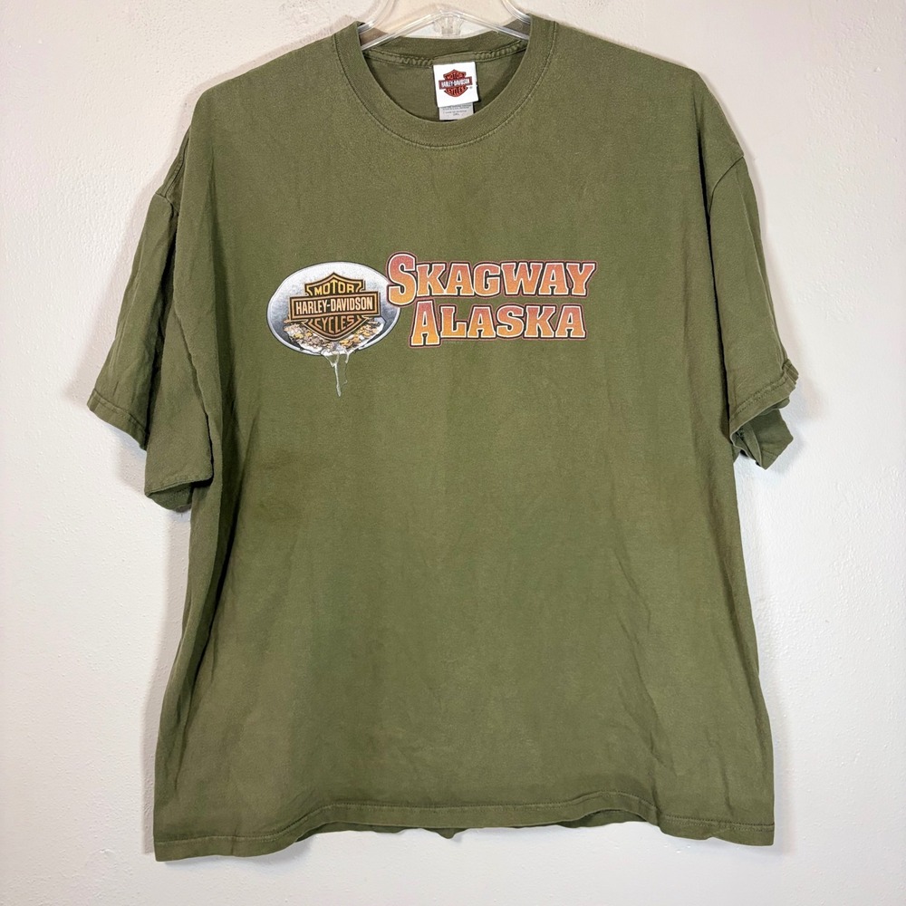 Harley-Davidson‎ Skagway Alaska Chilkoot Pass T-Shirt Green Mens 3XL USA Made